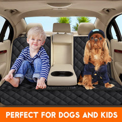 Waterproof Bench Car Seat Cover, Non-Slip React Seat Cover Fits Middle Armrest for Most Cars Trucks SUVs - Black