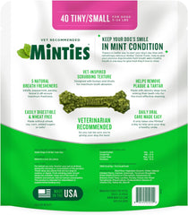 Get Fresh Breath: 40-Count Minties Dental Bone Treats for Dogs Under 40 lbs | Vet Recommended