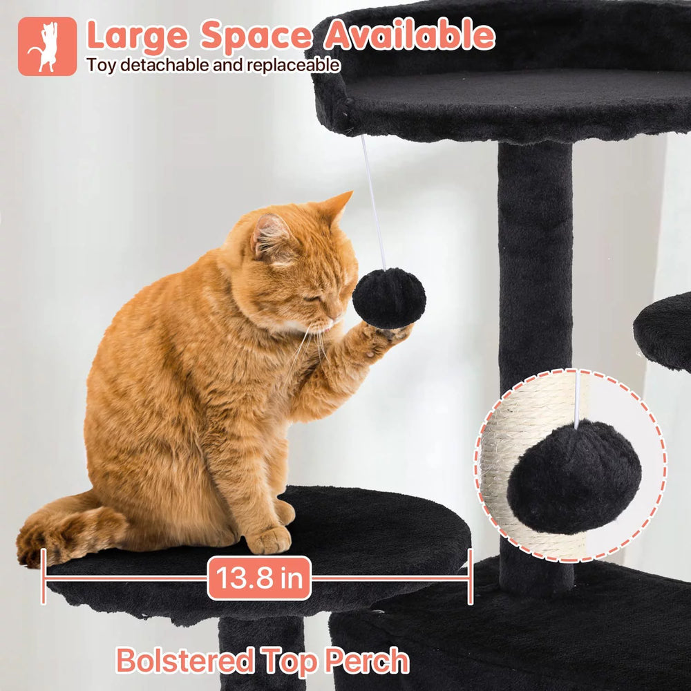 54-In Double Condo Cat Tree Playhouse with Scratching Post for Indoor, Dark Gray
