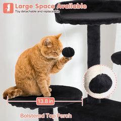 54-In Double Condo Cat Tree Playhouse with Scratching Post for Indoor, Dark Gray