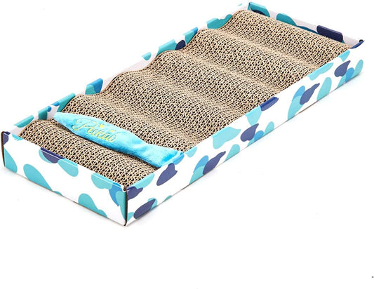 Reversible Cat Cat Scratch Pad Kitty Corrugated Scratching Bed Catnip Included (1 Pack)