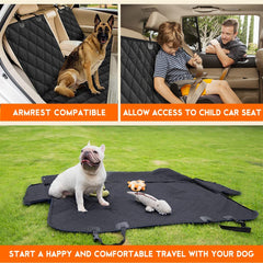 Waterproof Bench Car Seat Cover, Non-Slip React Seat Cover Fits Middle Armrest for Most Cars Trucks SUVs - Black